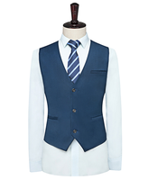 Gilet Unisexe en Laine Respirante de Bonne Qualité, Uniforme de Restaurant Formel, Vêtement d'Extérieur Printemps Homme/Femme avec Boutons Décoratifs Rouge/Bleu