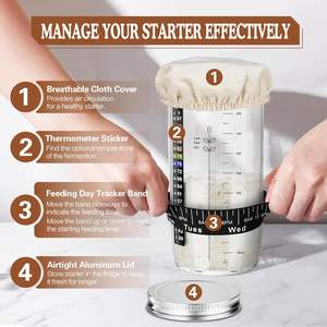 Bamboo Sourdough Starter Kit with 2 Foldable Proofing Baskets Sourdough Starter Jar Bread Lame Dough Scraper - Product Image 3