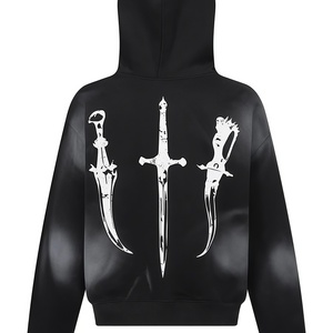 Sudadera con capucha extragrande y corte cropped personalizado, de felpa francesa de 500 g/m² con estampado puff, capucha grande y peso pesado - Product Image 4