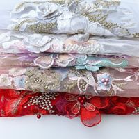 3 d fleur Polyester Chimique Broderie perlée Tulle Dentelle Applique paillettes lourdes patchs Pour Robe de mariée