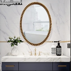 Miroir mural <span class=keywords><strong>rond</strong></span> ou ovale en or antique, design en plastique, style Art déco pour une suspension élégante - Product Image 3