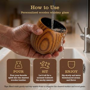 Verres à whisky en bois brûlé, cadeaux pour hommes, verres à <span class=keywords><strong>bourbon</strong></span> Old Fashioned, verres Collins, cadeau pour papa, mari, frère - Product Image 6