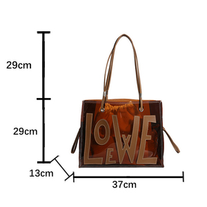 Sac fourre-tout tendance en PVC transparent grande taille, style multicolore, sac à main cadeau en plastique pour le shopping avec logo et message - Product Image 3