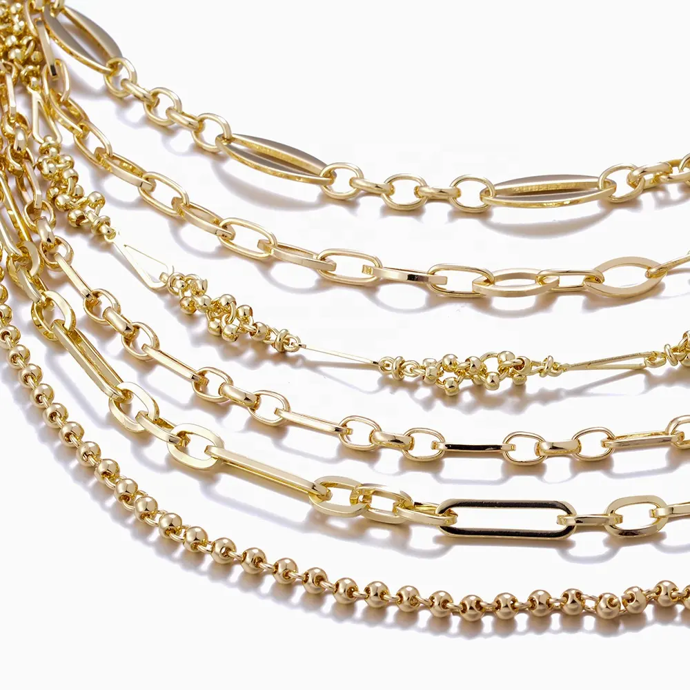 Semitree — accessoires chaînes populaires pour bricolage, collier Bracelet en métal, chaîne à maillons cubain, en or 18K, chaînes en vrac pour la fabrication de bijoux