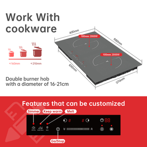 Grey Glass 2100W Electric Stainless Steel Induction Cooktop Countertop Single Burner Stove Touch <strong>Control</strong> Booster <strong>Function</strong> - Product Image 6