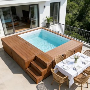 Piscina Container Personalizzata per Casa e Giardino, Vasca Idromassaggio Esterna in Fibra di Vetro da 20 Piedi con Finestra, Ideale per Bambini - Product Image 4