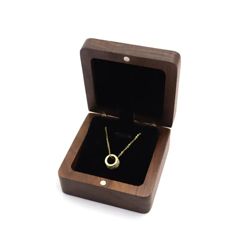 Walnoot Houten Ketting Geschenkdoos Sieraden Doos Verpakking Luxe Oorbellen En Ketting Opbergdoos Sieraden Display Doos