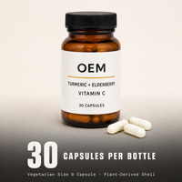 Capsules de curcuma, de sureau et de vitamine C à marque privée OEM – Complément alimentaire antioxydant pour les propriétaires de marques