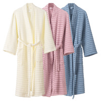 Ensemble de peignoirs personnalisés OEM avec logo, col kimono épaissi et combinaison en tissu éponge nid d'abeille, pour hommes et femmes