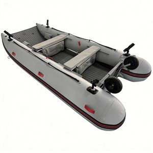 Bateau gonflable catamaran <span class=keywords><strong>de</strong></span> 3,8 m avec plancher en tapis d'air, capacité <span class=keywords><strong>de</strong></span> 5 personnes, Reachsea, avec transom en aluminium, grande <span class=keywords><strong>roue</strong></span>, <span class=keywords><strong>porte</strong></span>-canne à pêche - Product Image 6