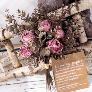 Bouquet de roses brûlées à sec Xizi, fleurs artificielles, décoration de mariage, décoration murale pour la maison, CF01023A - Product Image 1