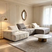 Tofu-Cube Stoffsofa-Set im Skandinavischen Stil Modulares Ecksofa mit Cordbezug Armloses Design Robuste Beine für Kleine Wohnräume