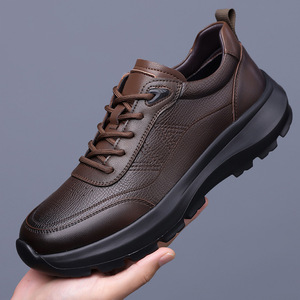 <b>Height</b> <b>Increasing</b> Men Leather Sneakers Round Toe Rubber Outsole Spring EVA Midsole Casual Walking <b>Shoes</b> - Product Image 3