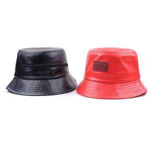 Chapeau <span class=keywords><strong>de</strong></span> pluie imperméable, bob <span class=keywords><strong>de</strong></span> pêcheur, mode en cuir PU verni unisexe rouge noir conception personnalisée est Ok fabrication - Product Image 2