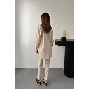 Conjunto de Camisa Beige y Pantalones con Botones a Presión para Mujer al por Mayor - Product Image 1