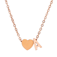 Collar con colgante de letra inicial de corazón chapado en oro rosa de acero inoxidable, nombre, amistad, regalo de cumpleaños, Collar personalizado