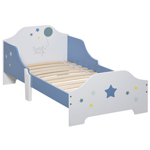 HOMCOM Low <b>Bed</b> <b>for</b> Boys and Girls +3 Years with <b>Sides</b>, Blue and White <b>Cot</b>, 143 x 74 x 59 cm - Product Image 1