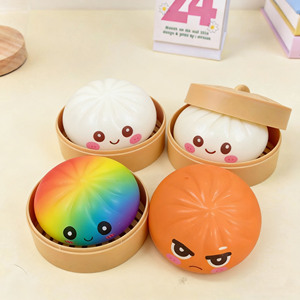 Balle anti-stress sensorielle extensible en forme de dessin animé mignon, en PU, écologique, pour le bureau, en forme de dumpling et de bao bun - Product Image 6