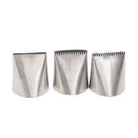 3Pcs Extra Large Piping Tips Set Acier Inoxydable 304 Dentelé Plat Glaçage Buse pour Décoration de Gâteau Outils de Cuisson Professionnels