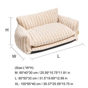 Cama Sofá para Perros y Gatos de Doble Capa, Ecológica y Transpirable, Productos de Lujo para Gatos, con Logotipo Personalizado, Cama de Lana de Cordero a Rayas - Product Image 4