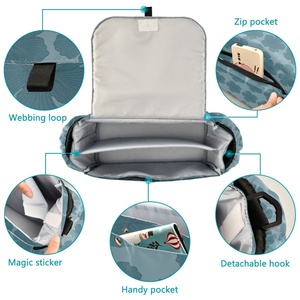 Sac de rangement pour poussette grande capacité à imprimé floral Hau bleu Hawaï, sac à couches pour bébé avec sangles - Product Image 2