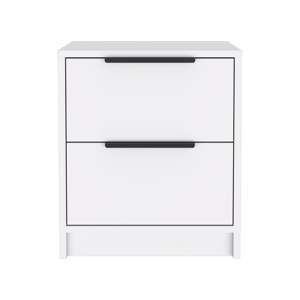 DB Modern <b>White</b> Finish Solid Wood Nightstand/Cabinet with Two <b>Drawers</b> and Metal Handle for <b>Bedroom</b> or Apartment Use - Product Image 4