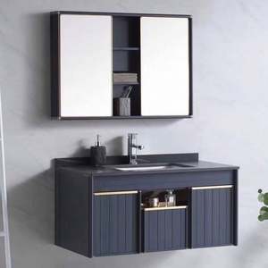 Santopova Modern Bathroom Vanity: Sleek Design with Gold Accents - Product Image 3