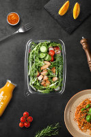 Conteneurs pour salades de fruits fournis par le fabricant, conteneurs d'emballage pour fruits en plastique PET transparent
