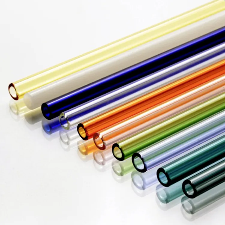 Оптовая продажа, прозрачные стеклянные соломинки, боросиликатное цветное стекло, 10*215 мм, набор прямых стеклянных локтей
