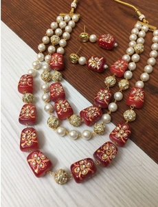 Luxury Pink Stone and Pearl Beaded Multi Layer <b>Necklace</b> Set for Women Elegant Bridal Wedding Jewelry <b>Statement</b> Choker <b>Necklace</b> - Product Image 4