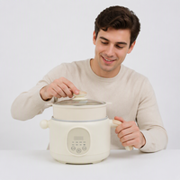Essentiel pour les dortoirs, pour 1 à 2 personnes, compact et portable, marmite électrique 8-en-1 de 2 L avec cuiseur vapeur