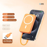Batterie externe magnétique sans fil HXB 10000mAh, charge rapide sans fil 20W, écran LED, chargeur portable Li-polymère Micro USB