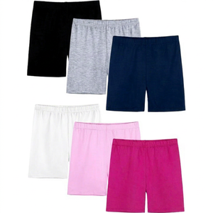 Shorts en tricot pour femmes, couleur unie, taille élastique, décontractés, respirants, taille mi-haute, coupe régulière, 100% polyester - Product Image 1