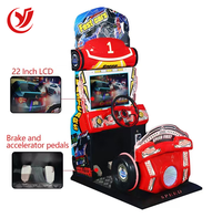 Simulateur de voiture de course d'arcade pour enfants de 22 pouces Machine de jeu à pièces en métal et en matière plastique pour le divertissement et l'amusement
