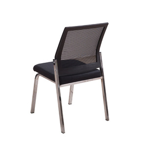 Conference <b>Chair</b> Mesh Back Black Fabric Stackable No Armrests Electroplated Frame JM-5370 - Product Image 5