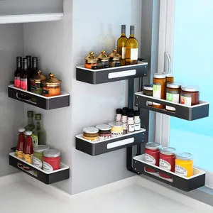 Multifunktion ales Küchen regal Aluminium Wandre gal Verstellbares Regal Kitchen Spice Organizer Storage