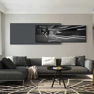 Peinture décorative de luxe en porcelaine en cristal noir et blanc pour chambre à coucher, chevet de cheval horizontal - Product Image 3