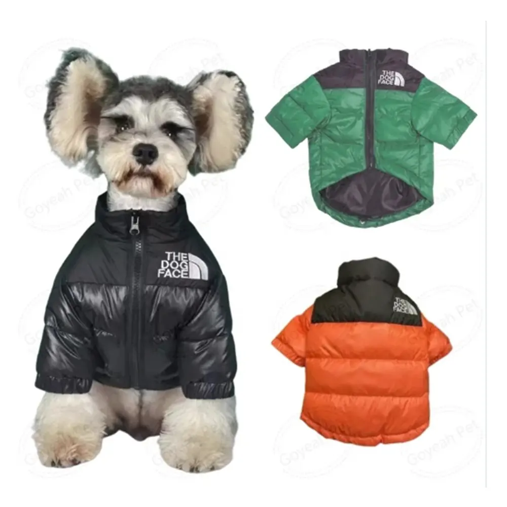 Chaqueta de invierno para perros con cara de perro, abrigo para mascotas a prueba de viento cubierto de 4 Patas, ropa gruesa cálida para perros para clima frío