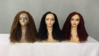 Perruque en cheveux humains Pixie Curl trois couleurs 360 lace sans colle