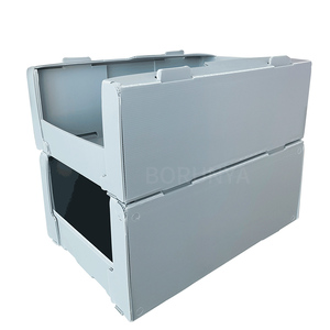 Front opening warehouse storage bin plastic stackable correx storage box picking bin for clothing storage