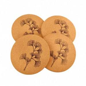 Modern Round Wooden <b>Coaster</b> Custom Engraved <b>Cork</b> Cup Mats Personalized Silk Screen Printed Pad for Tables - Product Image 4