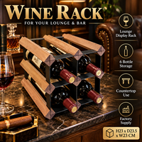 Range-bouteilles de luxe Minghou en bois avec structure métallique pour cave à vin, en stock, directement de l'usine, idéal pour villa et salle de dégustation