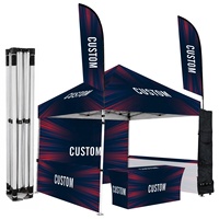 Tenda Kanopi Lipat 3x3m Rangka Aluminium Kain Oxford 600D Kit Stan Acara Bermerek Dengan Bendera Bulu Penutup Meja Kustom