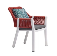 Chaise de salle à manger extérieure contemporaine cadre en aluminium durable confortable empilable pour Villa hôtel café jardin chaise de tissage en corde