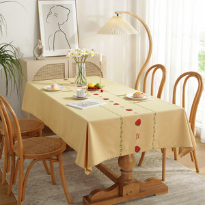 Khăn Trải Bàn Thêu Sợi Vải Lanh Và Cotton Mới 2022 Khăn Trải Bàn Trái Cây Ba Màu Dâu Tây Khăn Trải Bàn Ăn Bình Dị - Product Image 6