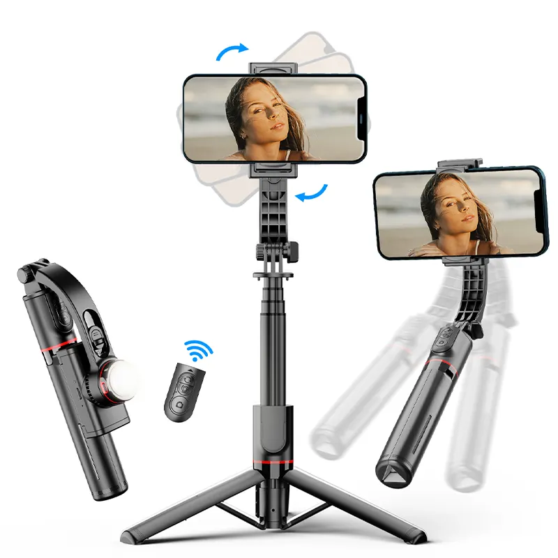 CYKE Foldable Stabilizer Gimbal Tripod Selfie Stick Light Bluetooth Remote Rotation Umbrella Tripod Shooting With App L19s
