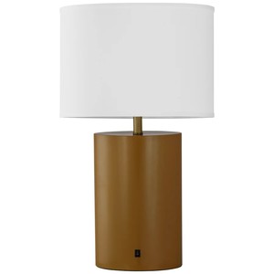 Modern White Fabric <b>Shade</b> Desk Table <b>Lamp</b> USB Port <b>Drum</b> Dark Bronze Finish Bedroom Hotel UL Certified Factory Nightstand <b>Lamp</b> - Product Image 6