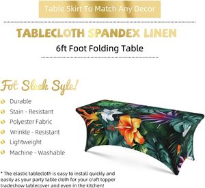Vibrant <span class=keywords><strong>Jungle</strong></span> Floral thiết kế Stretchable 6ft Khăn trải bàn hoàn hảo cho đám cưới bên tiệc chiêu đãi và các sự kiện lễ hội - Product Image 3
