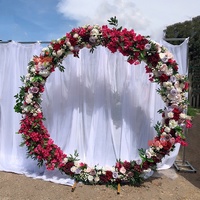 MSFAME Décoration de toile de fond de mariage personnalisée, grande composition florale artificielle ronde rouge de 2 m