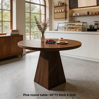 Table de salle à manger ronde vintage en bois massif pour restaurant, traiteur, café, salon de thé, et combinaison de chaises de négociation